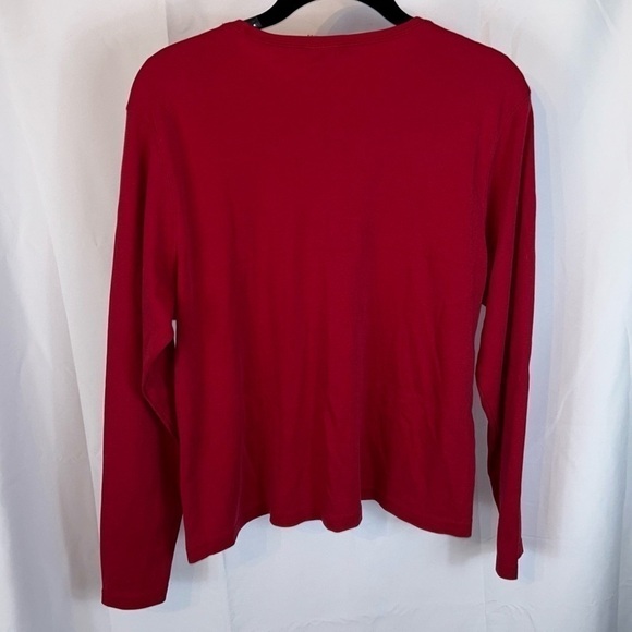 L.L. Bean Shirt Crewneck Solid Pullover Long Sleeve Semi Cropped Basics Top - Picture 8 of 9